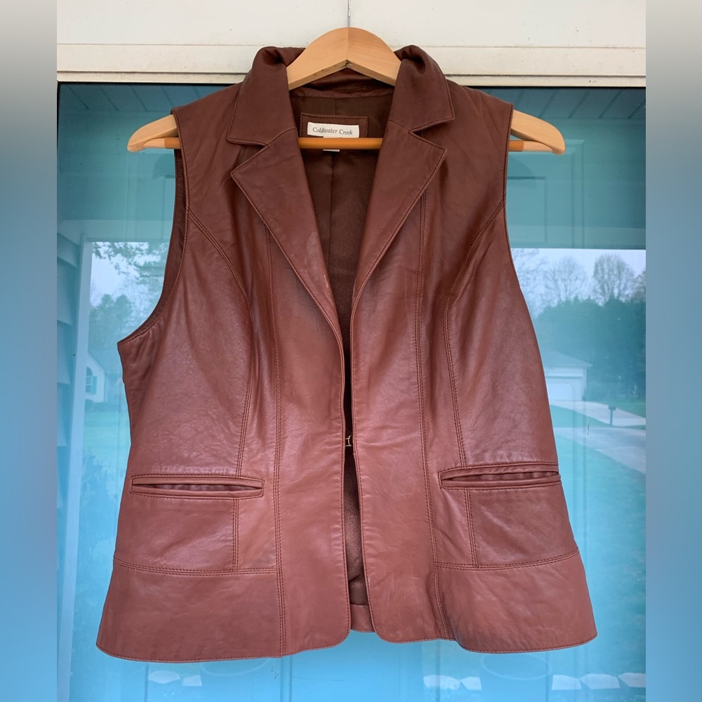 Coldwater creek vintage leather vest sz S